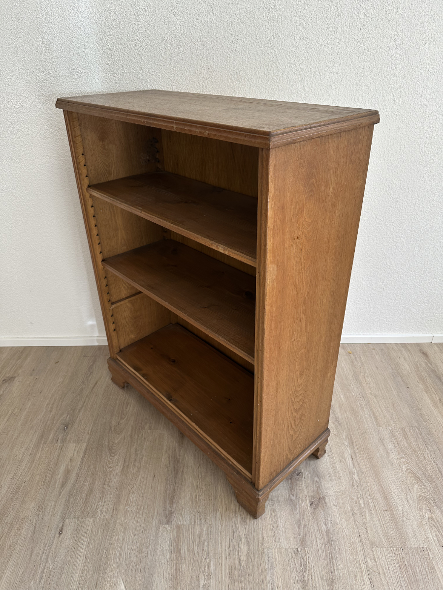Vintage Mid Century Bücherregal aus Holz mit verstellbaren Tablaren – Bild 3