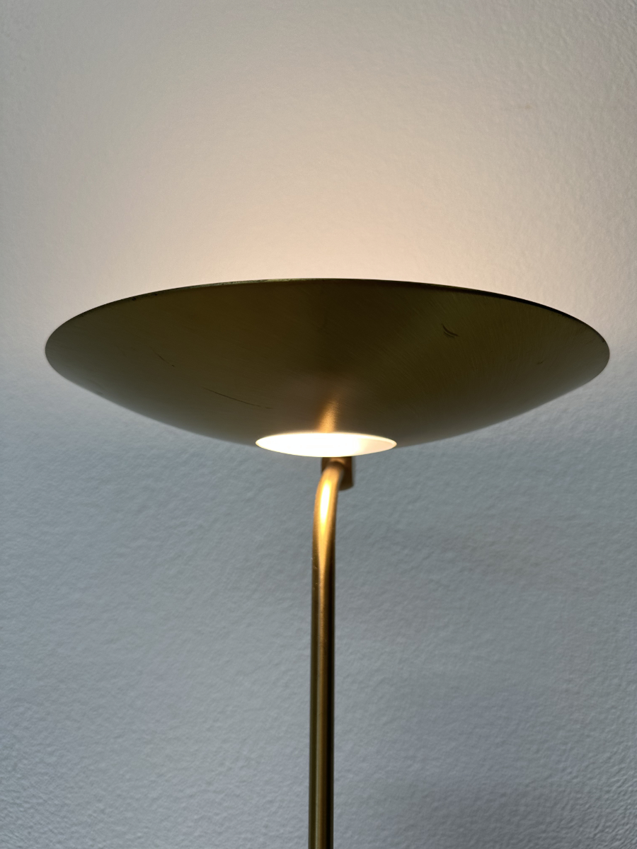 Vintage Deckenfluter in Goldoptik, höhenverstellbar, mit Schalter am Leuchtenstab – Bild 3