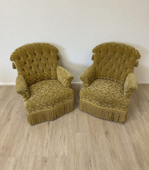 Vintage 60er Sessel Set aus Velours mit Quasten und Fransen
