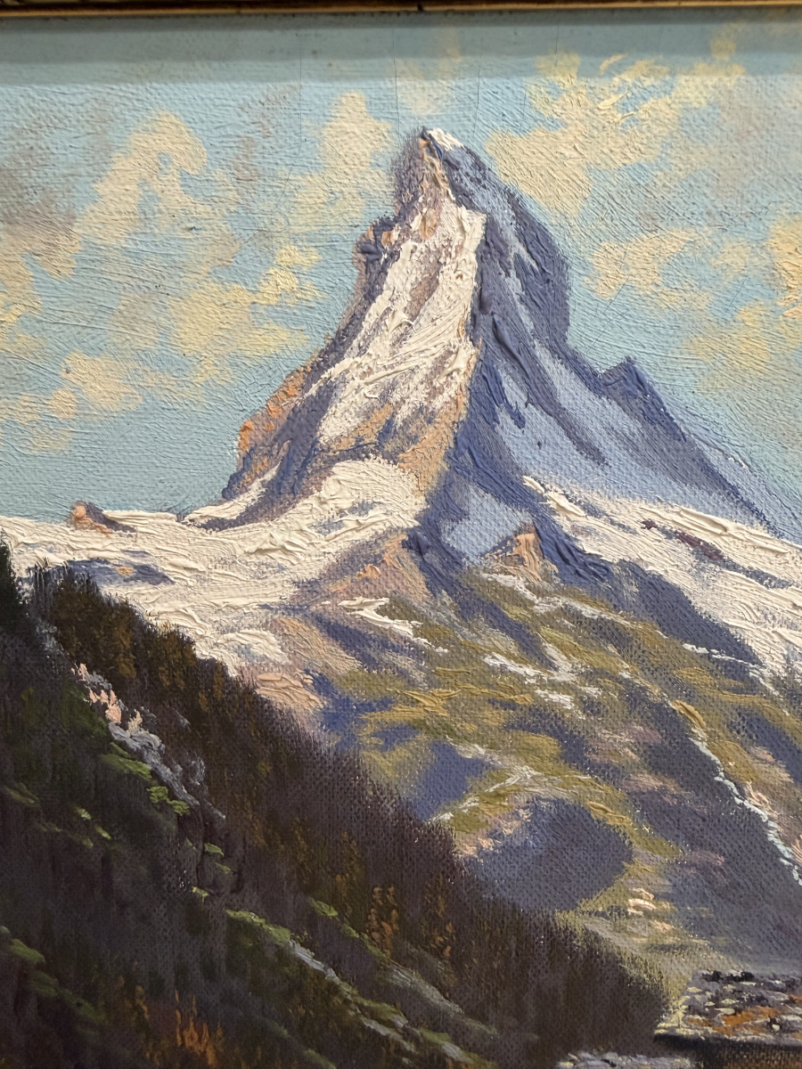 Vintage Matterhorn Gemälde im Barockrahmen von A.Marmel, Öl auf Leinwand – Bild 4