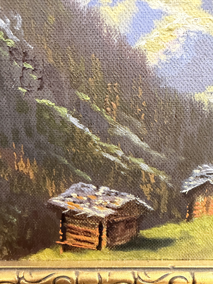 Vintage Matterhorn Gemälde im Barockrahmen von A.Marmel, Öl auf Leinwand – Bild 5