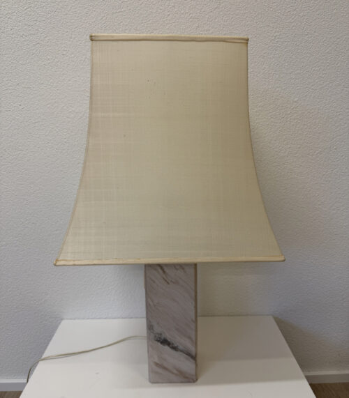 Vintage Marmor Tischlampe mit Messingstab und Zugschalter
