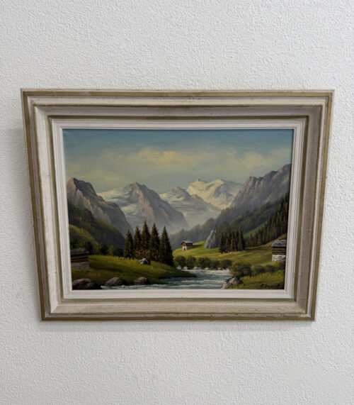 Vintage Alpen Gemälde Kandertal am Balmhorn von J. Ernst