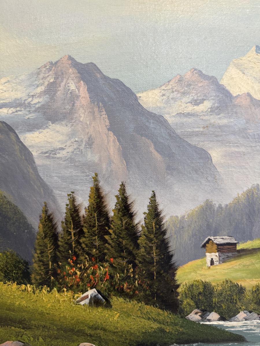 Vintage Alpen Gemälde Kandertal am Balmhorn von J. Ernst – Bild 5