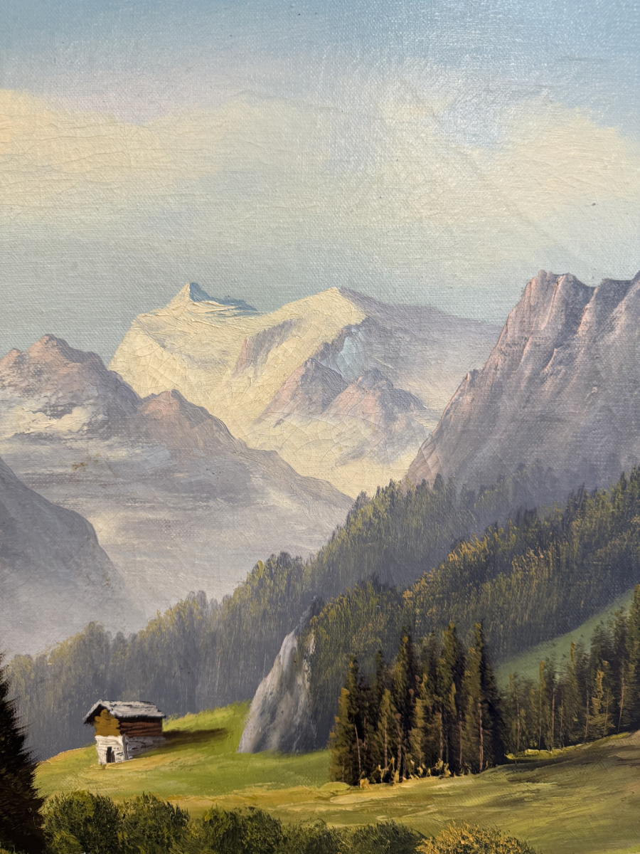 Vintage Alpen Gemälde Kandertal am Balmhorn von J. Ernst – Bild 6