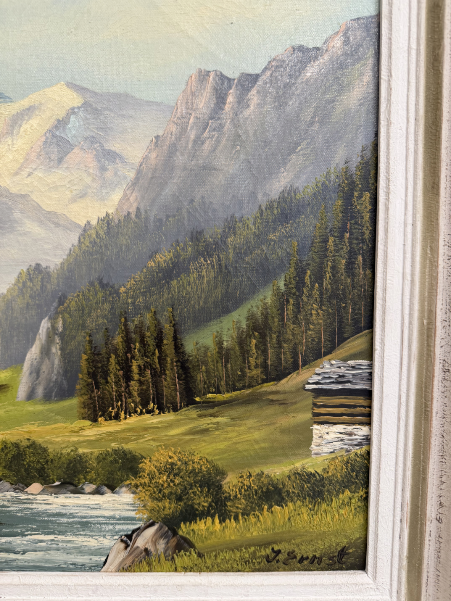 Vintage Alpen Gemälde Kandertal am Balmhorn von J. Ernst – Bild 7