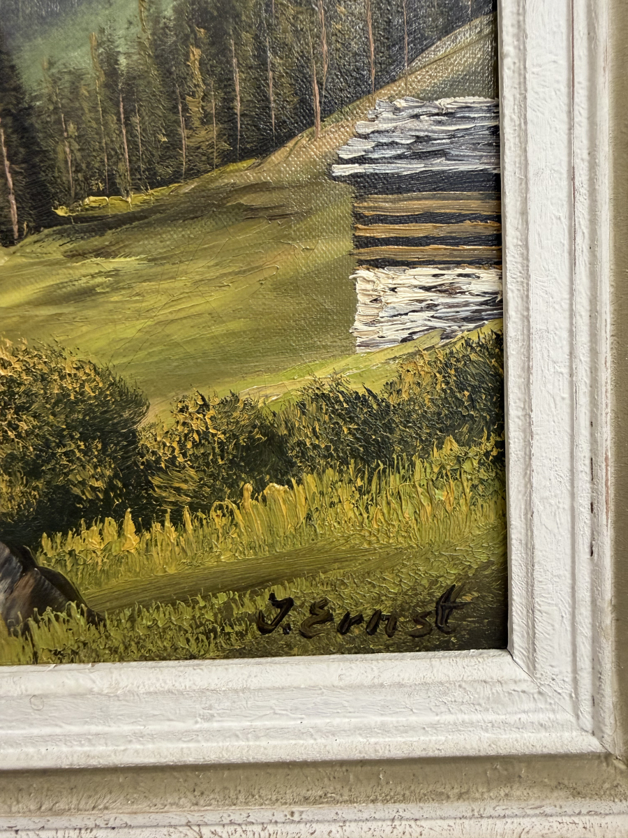 Vintage Alpen Gemälde Kandertal am Balmhorn von J. Ernst – Bild 9