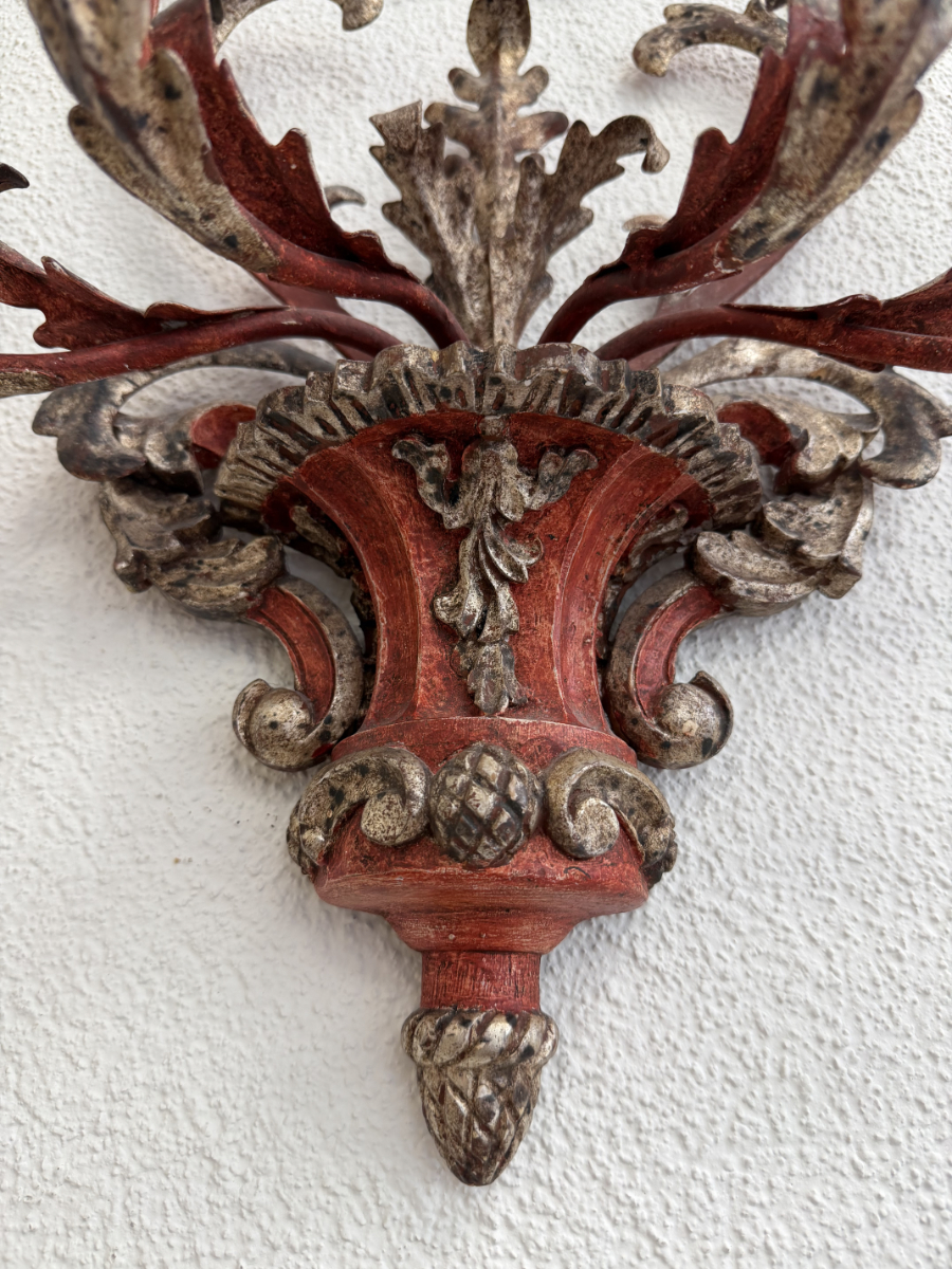 Vintage Barockstil 4-flammig Wandlampe aus Holz und Metall – Bild 4