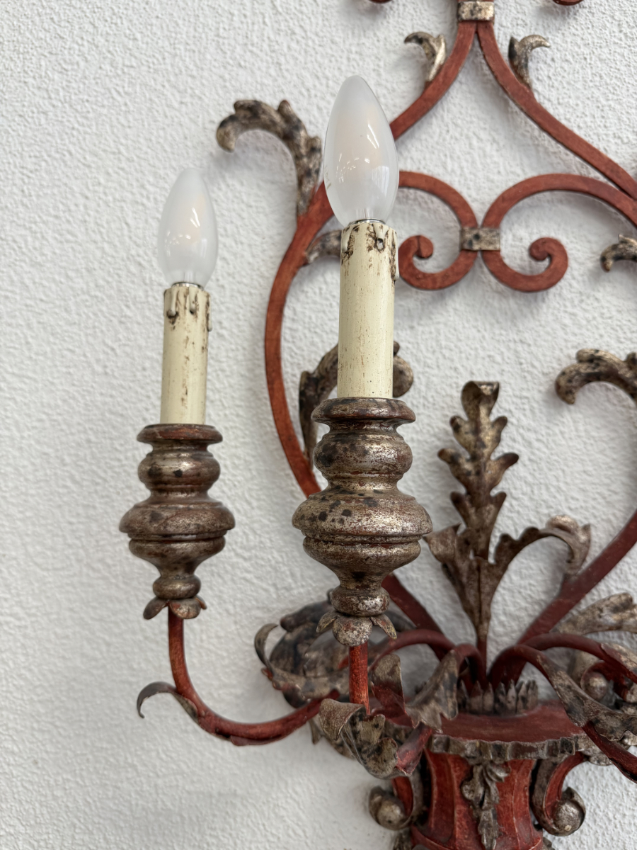 Vintage Barockstil 4-flammig Wandlampe aus Holz und Metall – Bild 5