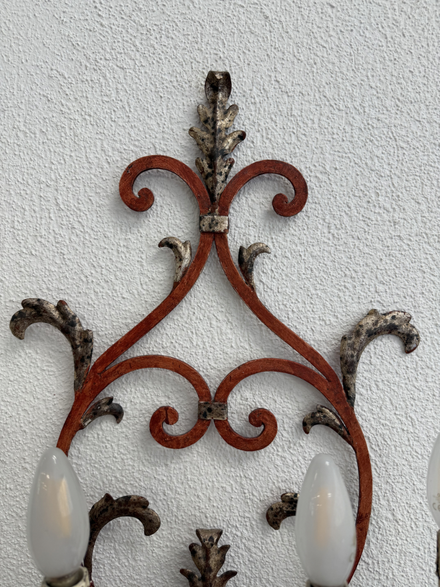 Vintage Barockstil 4-flammig Wandlampe aus Holz und Metall – Bild 9