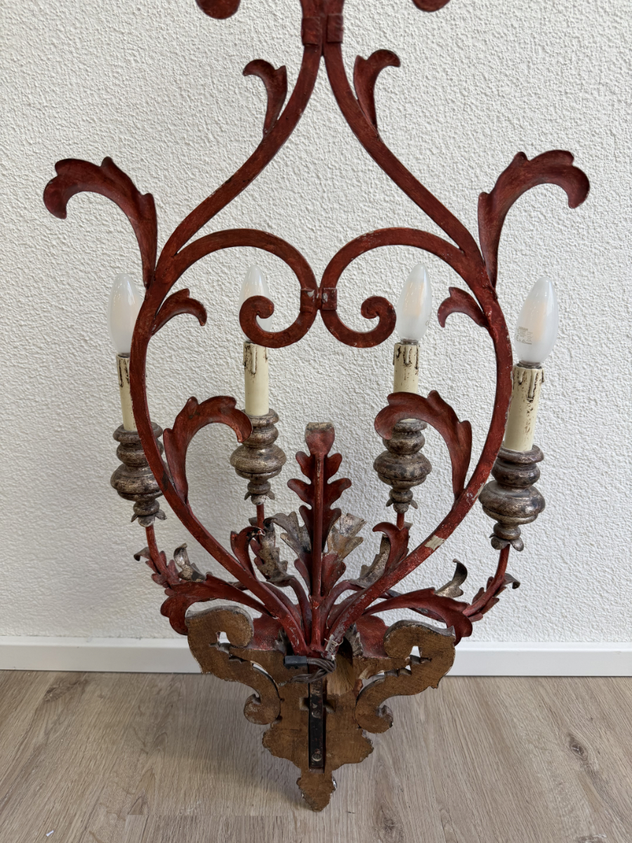 Vintage Barockstil 4-flammig Wandlampe aus Holz und Metall – Bild 12