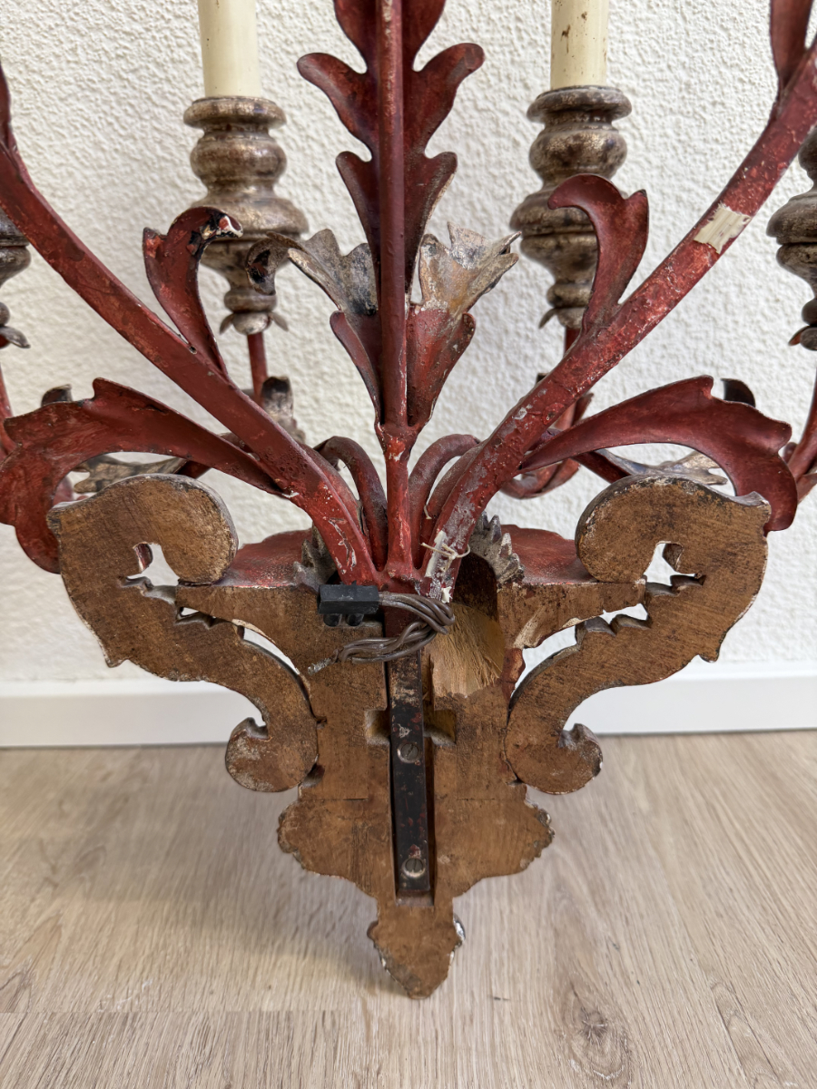 Vintage Barockstil 4-flammig Wandlampe aus Holz und Metall – Bild 13