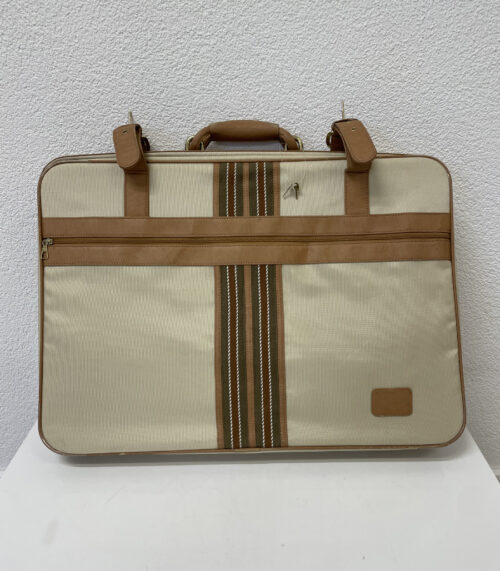 Vintage Kleidersack Reisetasche aus Canvas mit Kunstleder und Schlüssel, ca. 1970er bis 1990er Jahre