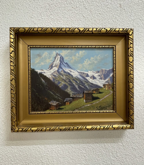 Vintage Matterhorn Gemälde im Barockrahmen von A.Marmel, Öl auf Leinwand