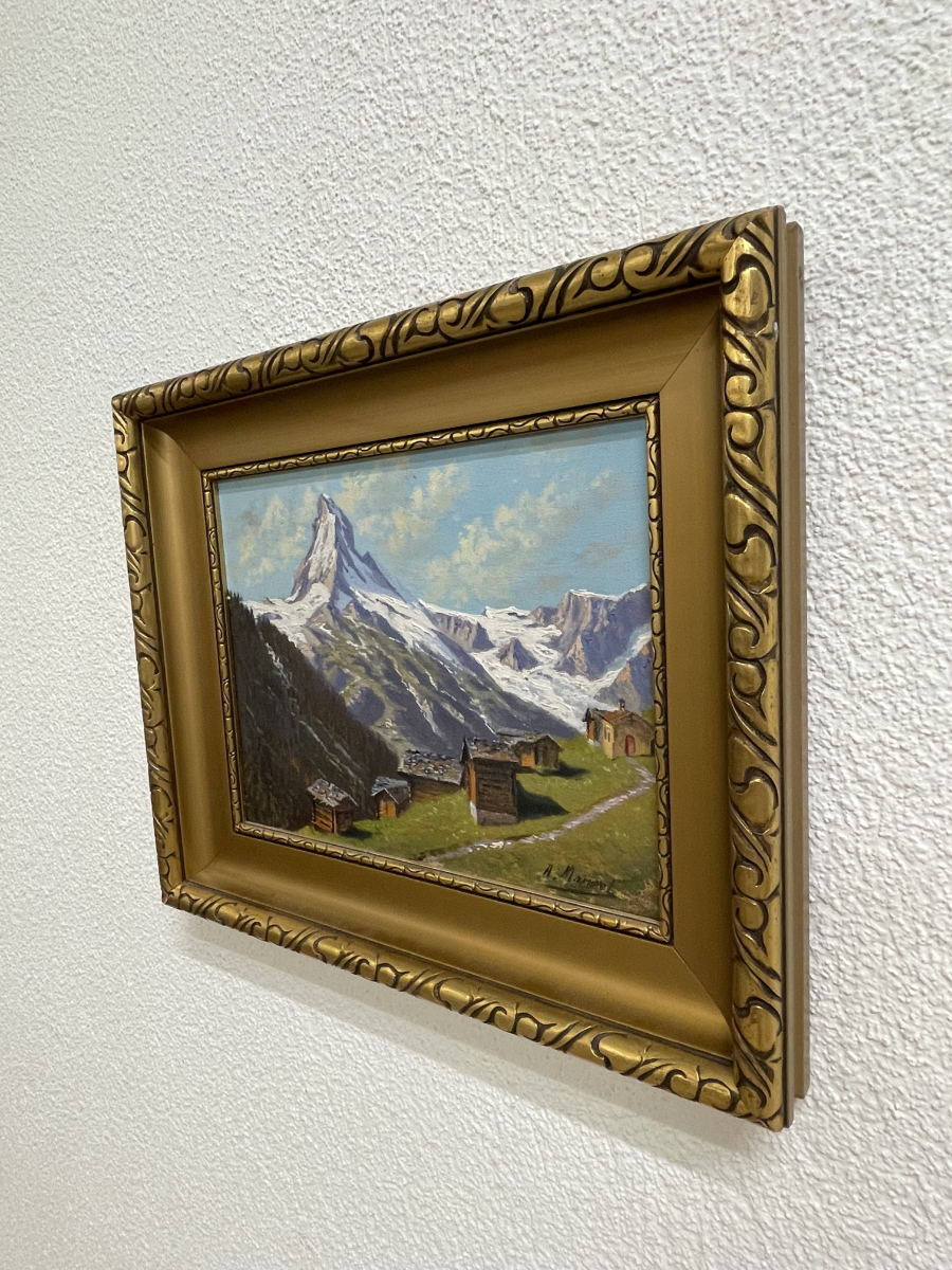Vintage Matterhorn Gemälde im Barockrahmen von A.Marmel, Öl auf Leinwand – Bild 2