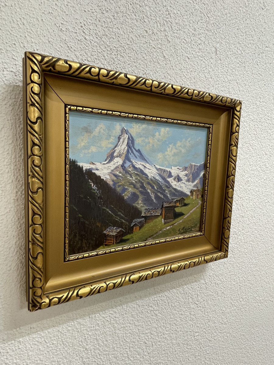 Vintage Matterhorn Gemälde im Barockrahmen von A.Marmel, Öl auf Leinwand – Bild 3