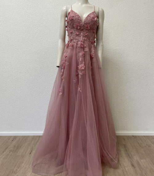 Elegantes Abendkleid aus Tüll in Rosé, Marfil Barcelona, EU 44