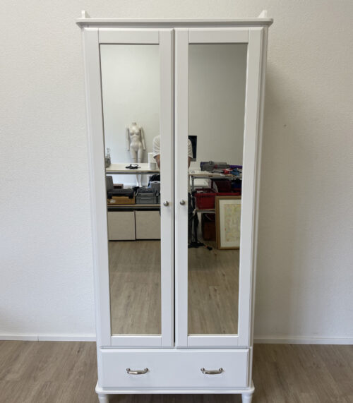 IKEA TYSSEDAL Kleiderschrank in Weiss mit 2 Spiegeltüren und Schublade