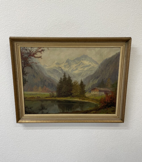 Alpenlandschaft Ölgemälde von Hans Chrystoph 1980, 87 x 67 cm