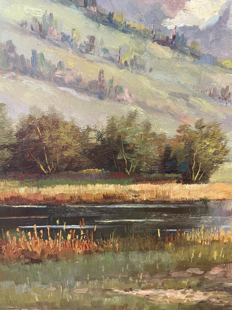 Vintage Ölgemälde „Lauerzensee mit Mythen“ signiert, 83 x 64 cm – Bild 2