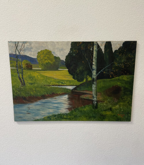 Antikes Landschaft Ölgemälde, signiert W. Häusler, 1926 (Copie)