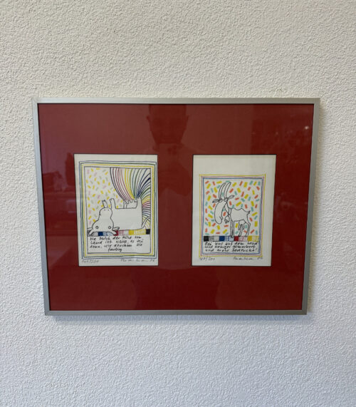 Vintage Grafik-Duo im Rahmen von Furrer, 1986