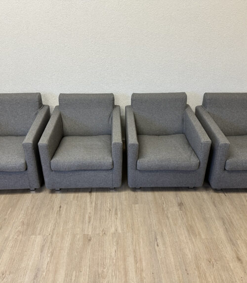 4er-Set hochwertige Lounge-Sessel in Grau mit Filzstoffbezug