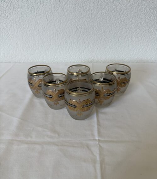 Orientalische Teegläser mit Goldverzierungen im Set, vintage