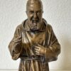 Vintage Padre Pio Statue von Resinart auf Sockel in Antikgold