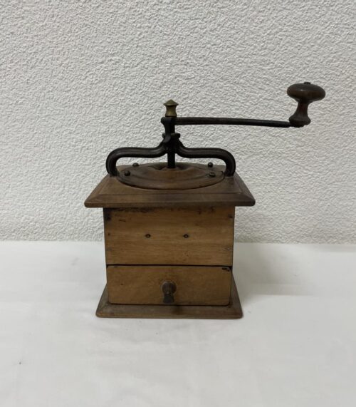 Vintage Hand-Kaffeemühle aus Holz und Metall mit Schublade