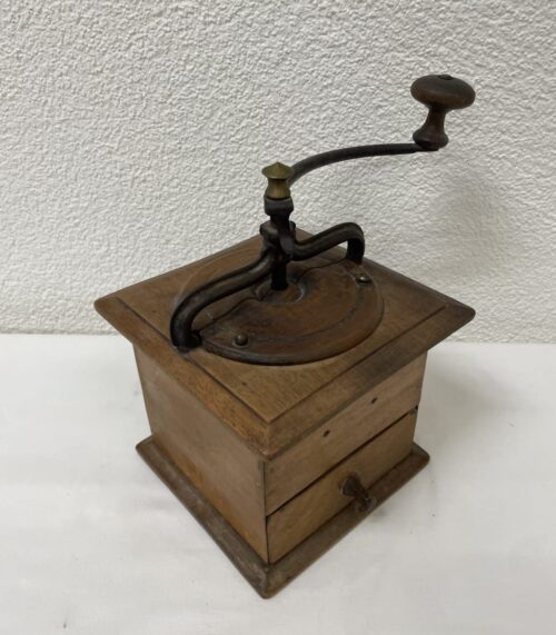 Vintage Hand-Kaffeemühle aus Holz und Metall mit Schublade