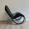 Vintage Schaukelstuhl aus schwarzem Leder mit Metallgestell