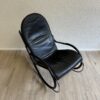 Vintage Schaukelstuhl aus schwarzem Leder mit Metallgestell