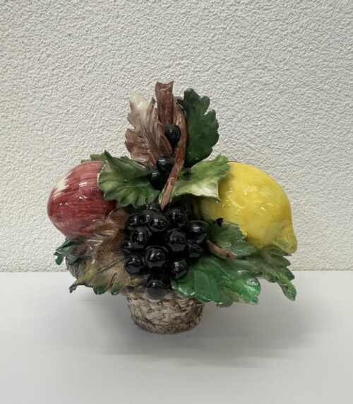 Vintage Keramik Obstschale mit Früchtemotiv und Stempel