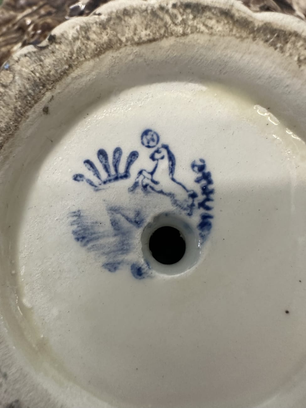 Vintage Keramik Obstschale mit Früchtemotiv und Stempel