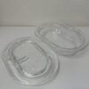 Ovale Glas Auflaufform mit Deckel, transparente Ofenform