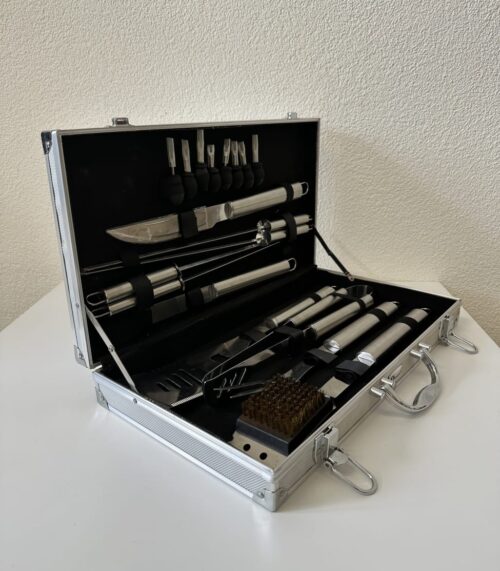 Grillbesteck Set im Koffer aus Edelstahl Leopold