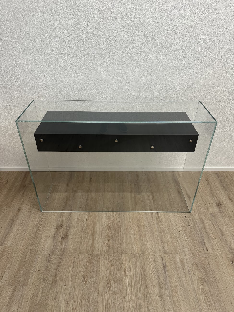 Vintage Glas-Konsolentisch mit zwei Schubladen