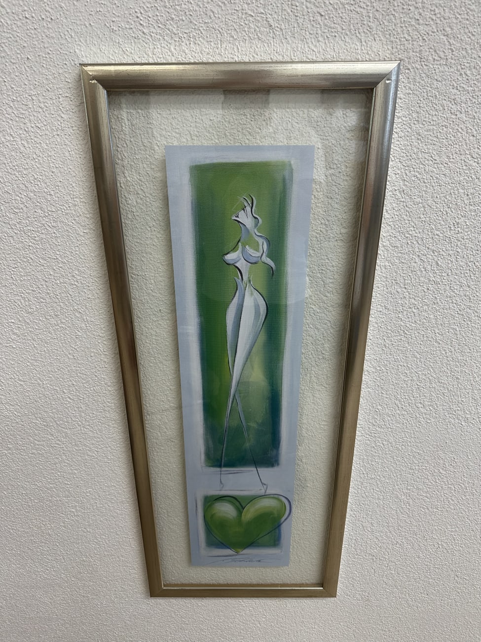 Vintage Kunstdruck Schröder im Metallrahmen grün