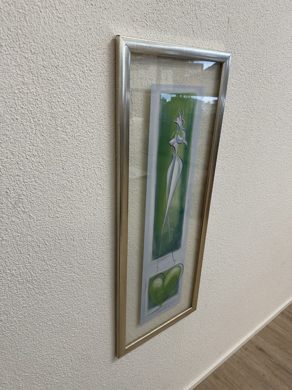 Vintage Kunstdruck Schröder im Metallrahmen grün