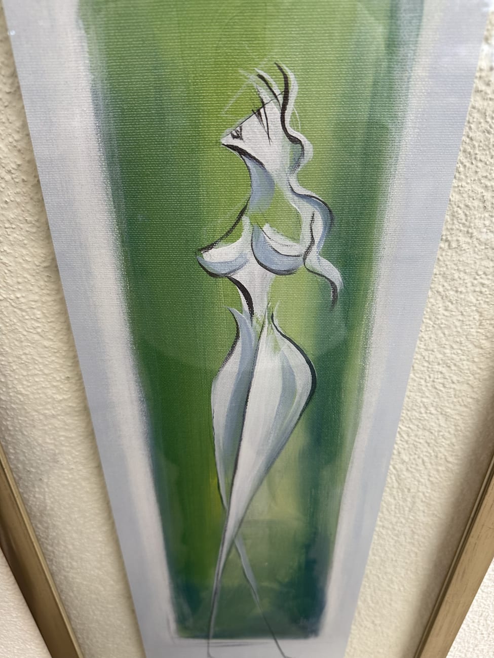 Vintage Kunstdruck Schröder im Metallrahmen grün