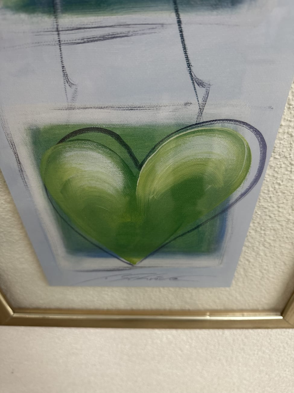 Vintage Kunstdruck Schröder im Metallrahmen grün