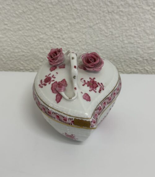 Vintage Herend Porzellan Schmuckdose herzförmig handbemalt