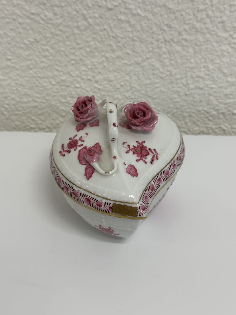 Vintage Herend Porzellan Schmuckdose herzförmig handbemalt
