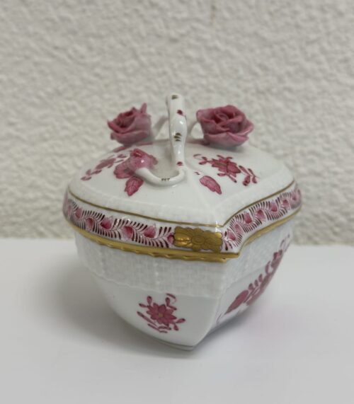 Vintage Herend Porzellan Schmuckdose herzförmig handbemalt