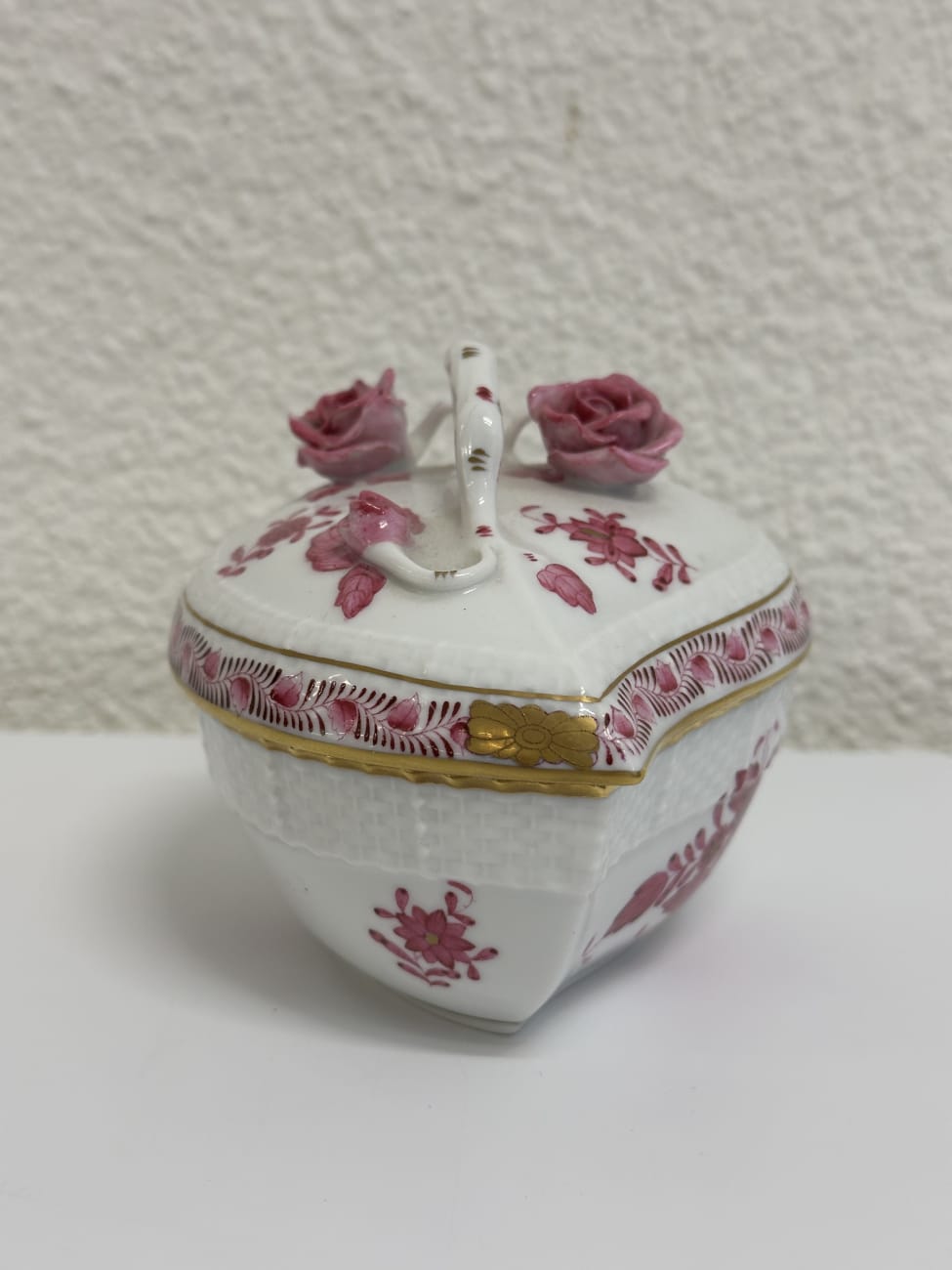 Vintage Herend Porzellan Schmuckdose herzförmig handbemalt