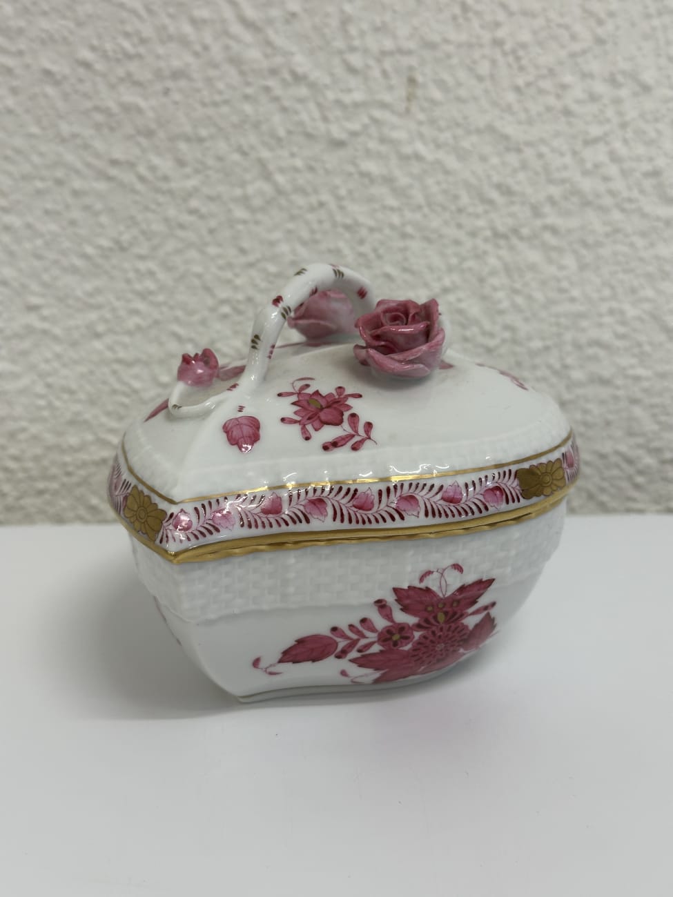 Vintage Herend Porzellan Schmuckdose herzförmig handbemalt