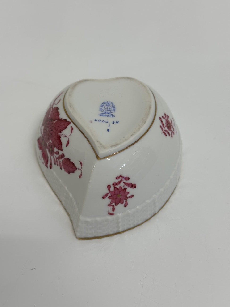 Vintage Herend Porzellan Schmuckdose herzförmig handbemalt