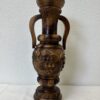 Vintage Holzvase mit geschnitzten Trauben und seitlichen Griffen