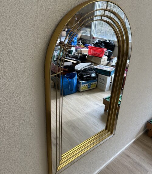 Wandspiegel 1980er mit goldfarbenem Rahmen Made in Belgium